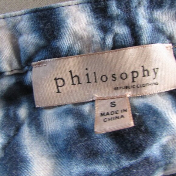 Philosophy Blouse S Tie Dye Blue White Roll Cuff Sleeve - Picture 16 of 16
